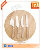 Stainless steel cheese knife&fork with wooden chopping board(5 pieces)