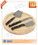 PP-handle cheese knife&soatula with lovely wooden chopping board(4 pieces)