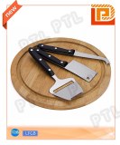 PP-handle cheese knife&soatula with bamboo cutting board(4 pieces)