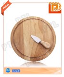 Wooden cheese knife in simple styple with rounded chopping board(2 pieces)