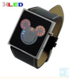 Grossiste, fournisseur et fabricant lw22/cute multicolor 34 led binary digital leather wrist watc...