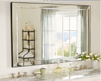 Miroir biseauté sans cadre mural décoratif de salle de bains moderne