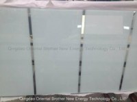 Sérigraphie en soie et verre peint avec une bande de miroir et un verre à motifs