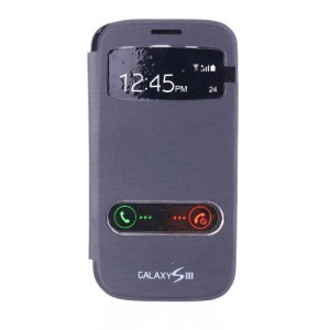 Galaxy S3 Hülle mit Fenster Tasche Case schwarz