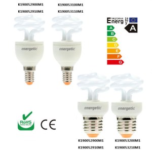 ENERGETIC CFL Ampoule Spiral Slim: 5W/8W, E14/E27, 2700K