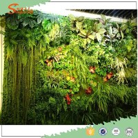 New green Chinese artificial vertical green wall ,green down on the wall for garden dec...