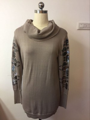 Fashion turtleneck knit heavy winter ladies sweate