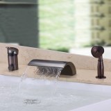 Cascade conception antique Bronze huilé robinet de baignoire avec douchette T3001OR