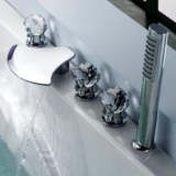 Contemporain baignoire cascade robinet cascade avec douche à main en verre Poignées T6018