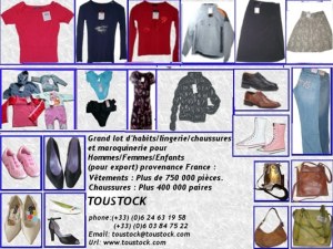 Lots VETEMENTS/CHAUSSURES      Grand lot d'habits/lingerie/chaussures
