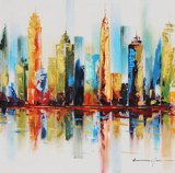 100% Handmade Canvas Oil Painting Wall Art Cityscape for Home Decoration